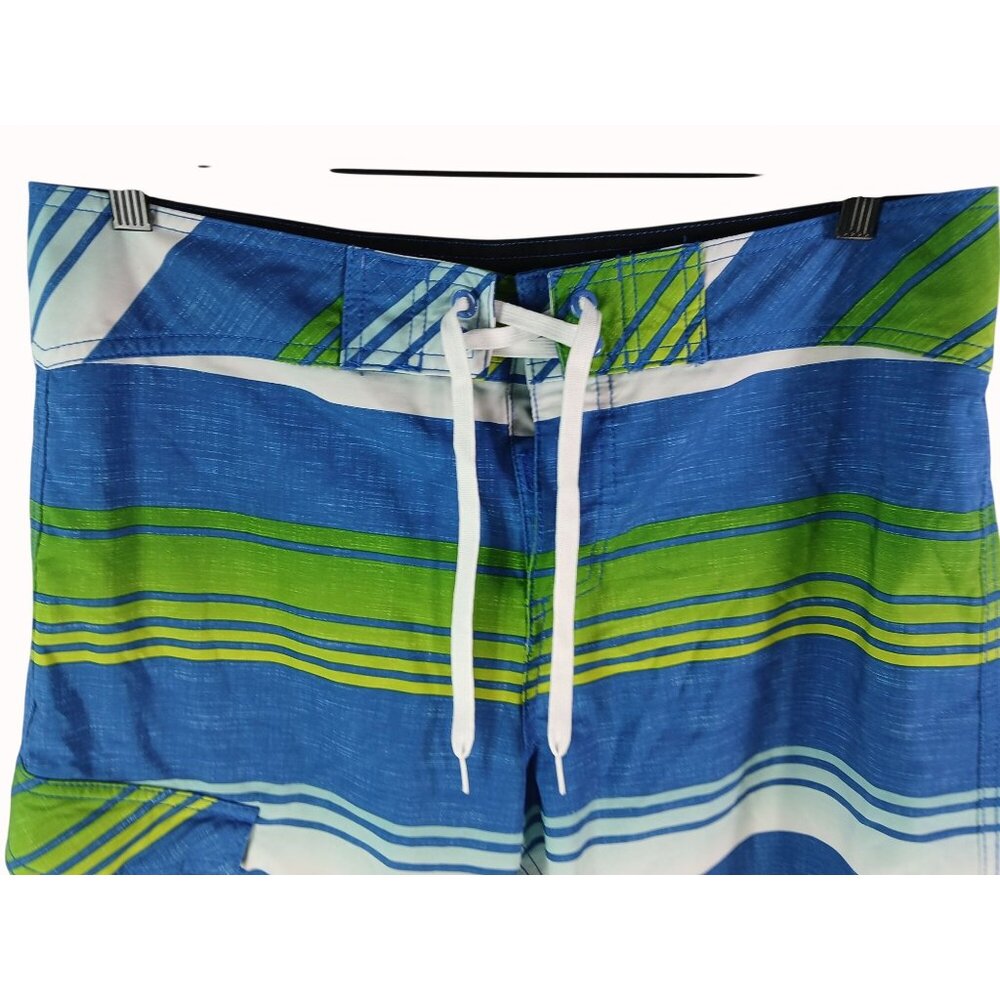 Killer Dana Mens Blue Green Ombre Striped Swim Board Shorts Size 34 Pocket - Picture 4 of 13